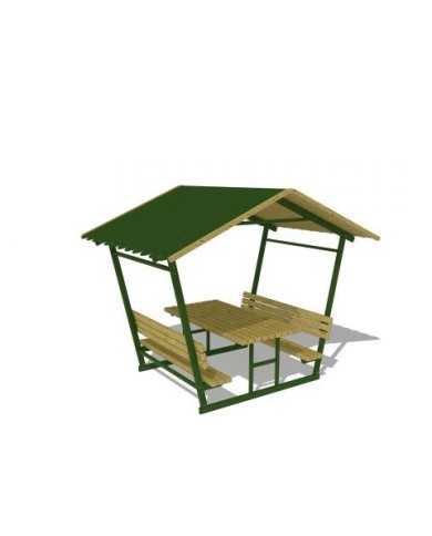 طاولة حديقة خشبية مع سقف