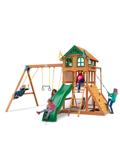 Passage with Monkey-Bar Swing Set - Wooden Playset